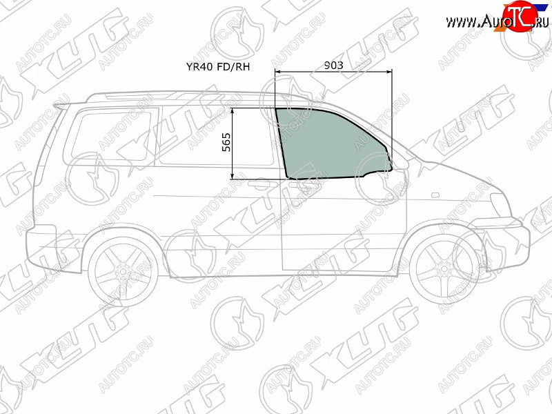 2 899 р. Стекло боковое опускное (Спереди Справа Цвет зеленый) Toyota Lite Ace 96-07  Lite Ace Noah 96-01 XYG YR40 FD/RH  с доставкой в г. Майкоп