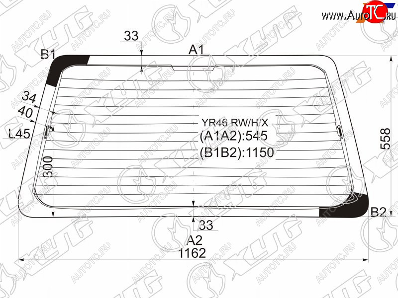 8 799 р. Стекло заднее (Цвет зеленый Обогрев) Toyota Lite Ace 96-07  Lite Ace Noah 96-01  Town Ace 96-08  XYG YR46 RW/H/X  с доставкой в г. Майкоп