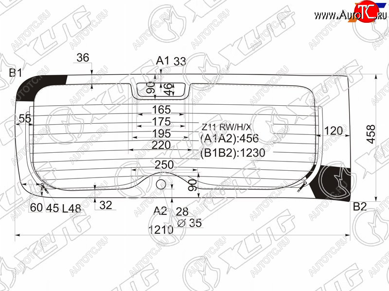 9 599 р. Стекло заднее с обогревом NISSAN CUBE 02-08                                                          XYG Z11 RW/H/X  с доставкой в г. Майкоп