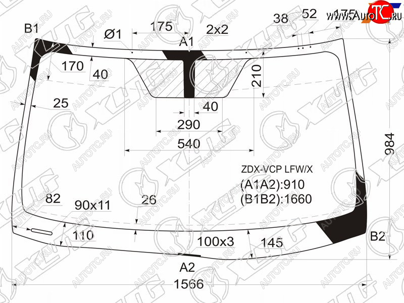 10 999 р. Стекло лобовое Acura ZDX 09-13 XYG ZDX-VCP LFW/X  с доставкой в г. Майкоп