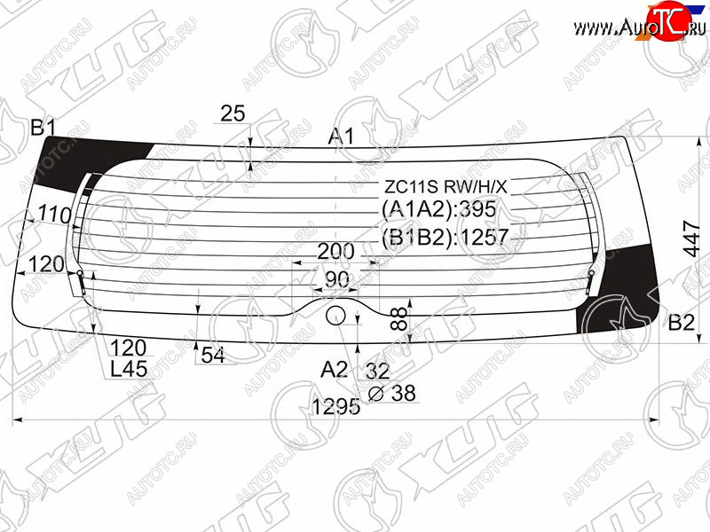 7 199 р. Стекло заднее (Цвет зеленый Обогрев 5D HBK) Suzuki Swift 03-10 XYG ZC11S RW/H/X  с доставкой в г. Майкоп