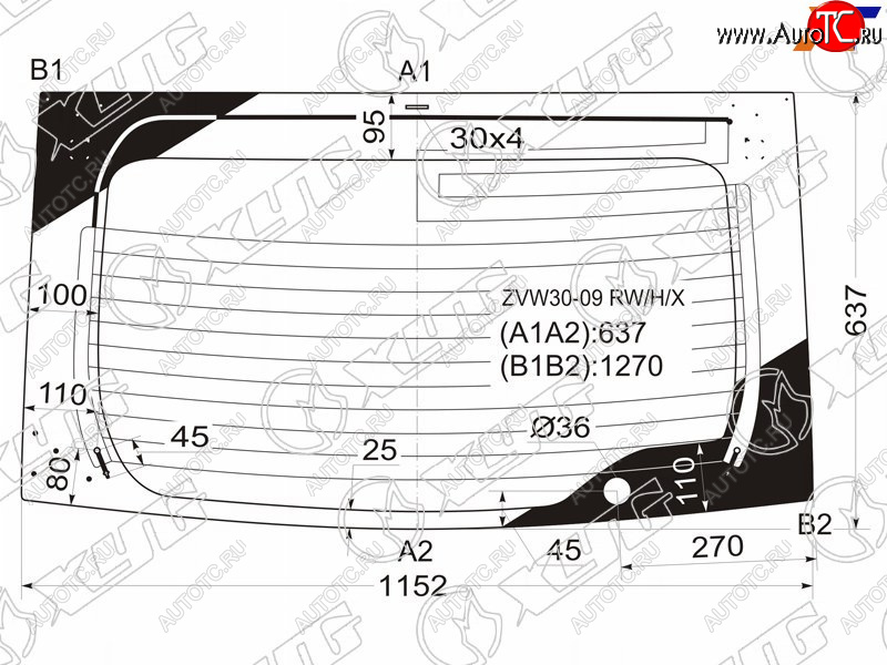 8 799 р. Стекло заднее (Цвет зеленый Обогрев) Toyota Prius (ZVW30) 09-16  Prius PHV 12-16 XYG ZVW30-09 RW/H/X  с доставкой в г. Майкоп