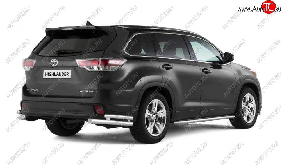 25 269 р. Защита заднего бампера (двойная, уголки d63/51 мм) Toyota Highlander XU50 рестайлинг (2016-2020)  с доставкой в г. Майкоп