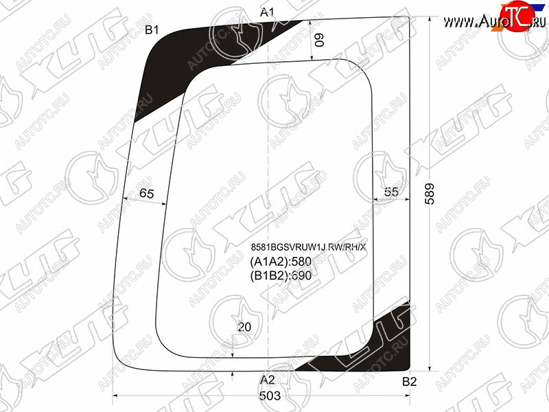 6 899 р. Стекло заднее (Цвет зеленый) Volkswagen Caddy 03-20 XYG 8581BGSVRUW1J RW/RH/X  с доставкой в г. Майкоп