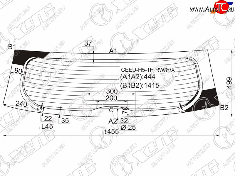 8 499 р. Стекло заднее (Цвет зеленый Обогрев 5D HBK) Kia Ceed 06-12 XYG CEED-H5-1H RW/H/X  с доставкой в г. Майкоп