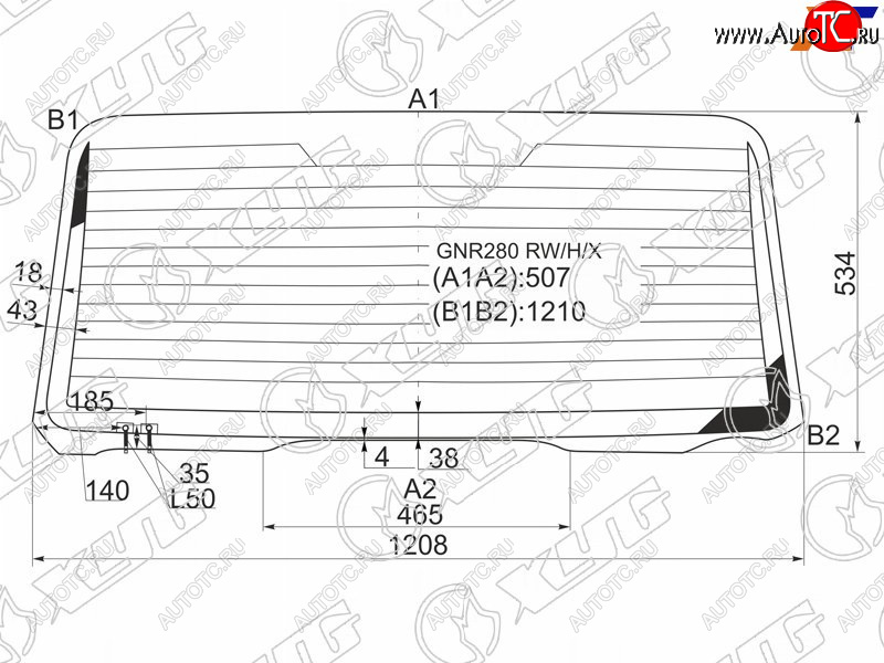 8 449 р. Стекло заднее (Цвет зеленый Обогрев) Toyota 4Runner 09-24 XYG GNR280 RW/H/X  с доставкой в г. Майкоп