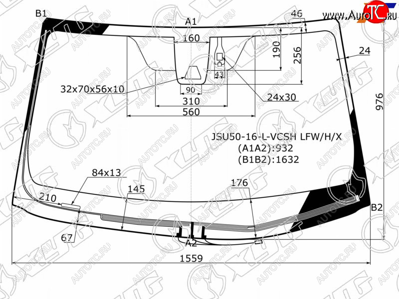 10 999 р. Стекло лобовое (Обогрев щеток Камера Датчик дождя) Toyota Highlander 16-20 XYG JSU50-16-L-VCSH LFW/H/X  с доставкой в г. Майкоп