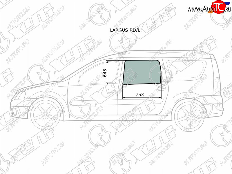 2 349 р. Стекло боковое опускное (Сзади Слева Цвет зеленый) Dacia Logan 04-08  Logan Mcv 08-12  LADA Larg XYG LARGUS RD/LH  с доставкой в г. Майкоп