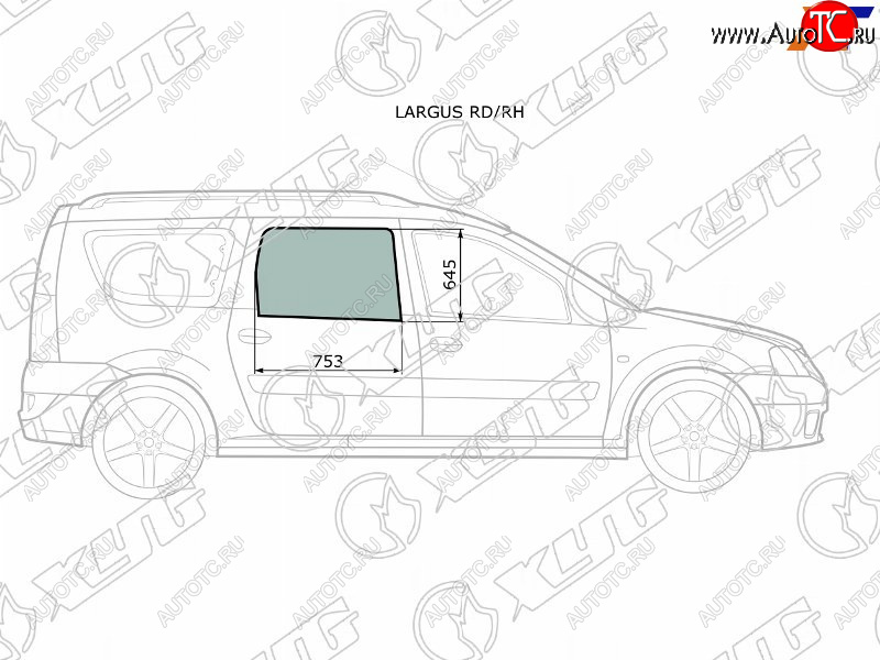2 349 р. Стекло боковое опускное (Сзади Справа Цвет зеленый) Dacia Logan 04-08  Logan Mcv 08-12  LADA Lar XYG LARGUS RD/RH  с доставкой в г. Майкоп