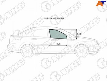 2 399 р. Стекло боковое опускное (Спереди Справа Цвет зеленый) Chevrolet Lacetti 04-13  Daewoo Lacetti 04- XYG NUBIRA-03 FD/RH  с доставкой в г. Майкоп. Увеличить фотографию 1
