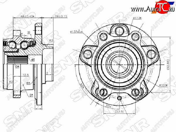 13 999 р. Ступичный узел передзад 4WD AUDI Q3SKODA YETIVW PASSATTIGUAN SNR R15456  с доставкой в г. Майкоп