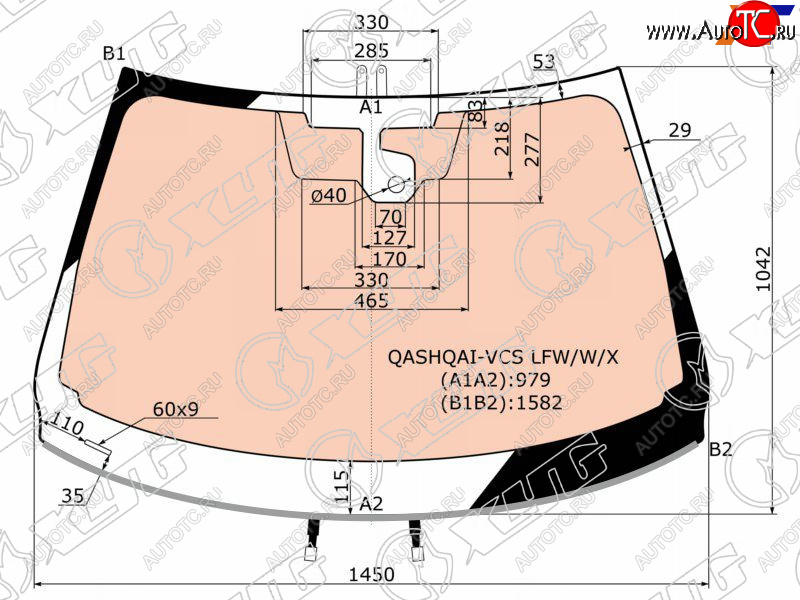 21 649 р. Стекло лобовое (Обогрев полный Датчик дождя Молдинг) Nissan Qashqai 13-19 XYG QASHQAI-VCS LFW/W/X  с доставкой в г. Майкоп