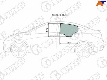 2 399 р. Стекло боковое опускное (Сзади Слева Цвет зеленый) Hyundai Solaris 10-17  Accent 11-17 XYG SOLARIS RD/LH  с доставкой в г. Майкоп. Увеличить фотографию 1