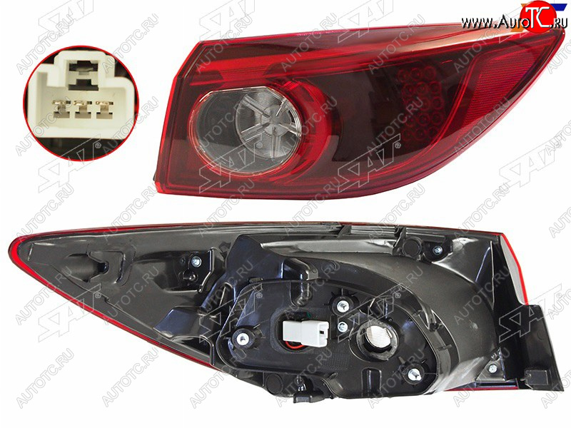 3 999 р. Фонарь задний правый (внешний, LED) SAT Mazda 3/Axela BM рестайлинг, хэтчбэк (2016-2019)  с доставкой в г. Майкоп