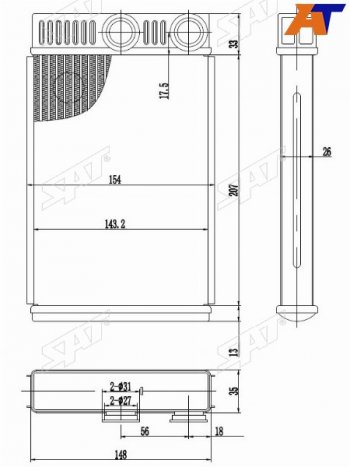 1 899 р. Радиатор отопителя салона CHEVROLET CRUZE 09-OPEL INSIGNIA 08-MERIVA  10- SAT ST-CH09-395-0  с доставкой в г. Майкоп. Увеличить фотографию 2