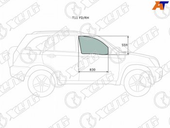 2 599 р. Стекло боковое опускное (Спереди Справа Цвет зеленый) Chery Tiggo T11 05-16  Vortex Tingo 10-14 XYG T11 FD/RH  с доставкой в г. Майкоп. Увеличить фотографию 3