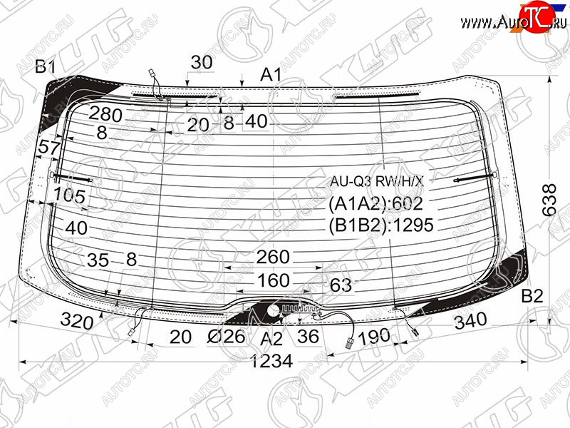 11 449 р. Стекло заднее (Цвет зеленый Обогрев Антенна) Audi Q3 11-19 XYG AU-Q3 RW/H/X  с доставкой в г. Майкоп