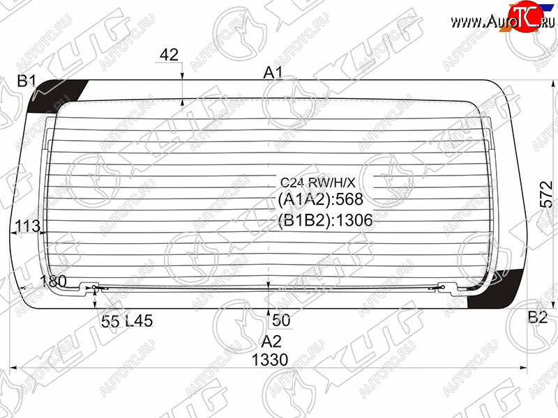 8 499 р. Стекло заднее (Цвет зеленый Обогрев) Nissan Serena 99-05 XYG C24 RW/H/X  с доставкой в г. Майкоп