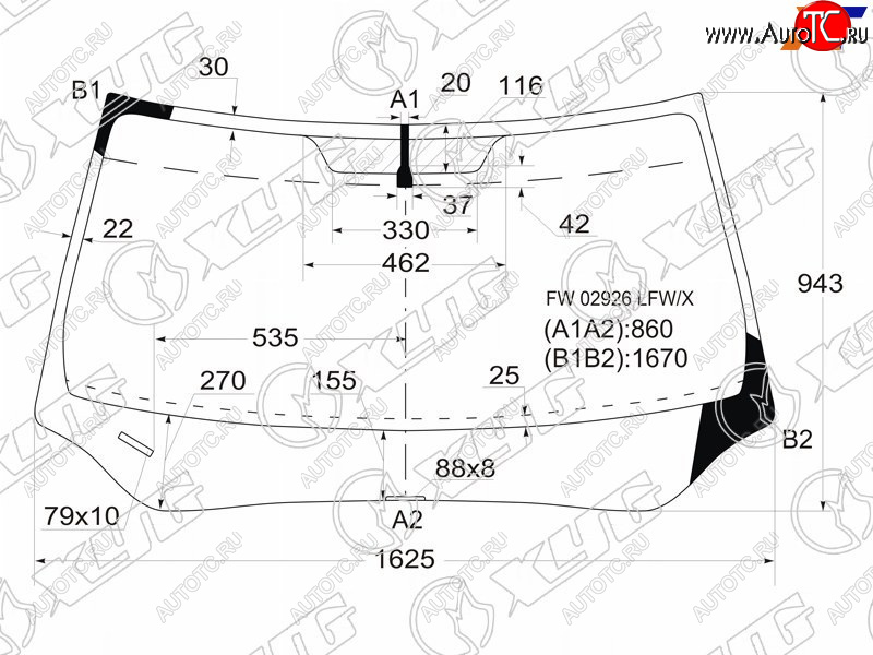 6 449 р. Стекло лобовое Honda Pilot 08-15 XYG FW02926 LFW/X  с доставкой в г. Майкоп