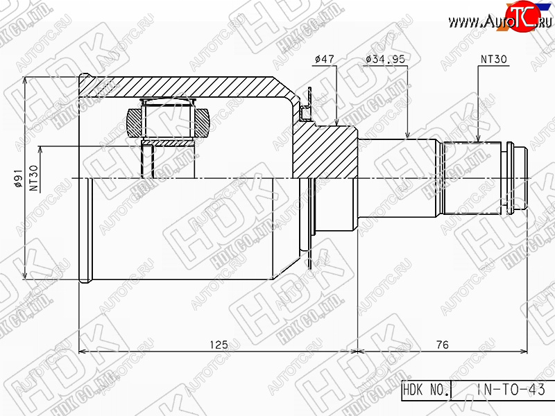 10 599 р. Шрус внутренний LHRH TOYOTA LAND CRUISER PRADO KZJRZJVZJ12#SURF KZNVZNRZN215 02- HDK IN-TO-43  с доставкой в г. Майкоп