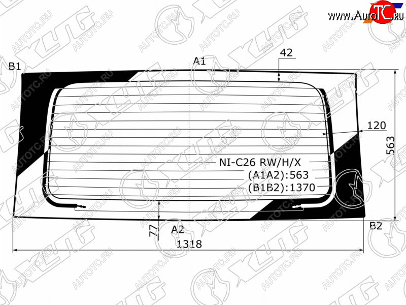 7 999 р. Стекло заднее (Цвет зеленый Обогрев) Nissan Serena 10-16 XYG NI-C26 RW/H/X  с доставкой в г. Майкоп