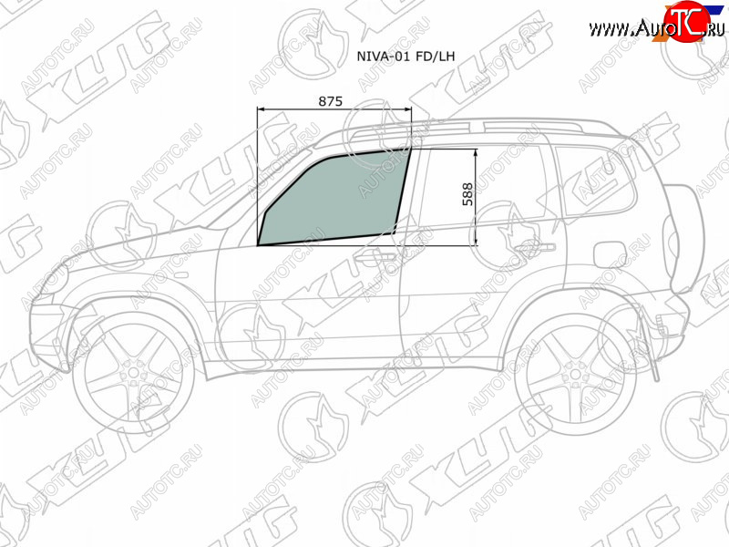 2 099 р. Стекло боковое опускное (Спереди Слева Цвет зеленый) Chevrolet Niva 98-  LADA Niva Travel 21- XYG NIVA-01 FD/LH  с доставкой в г. Майкоп