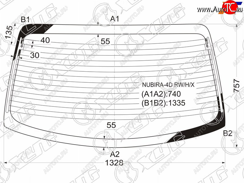 6 249 р. Стекло заднее (Цвет зеленый Обогрев Антенна) Daewoo Lacetti 04-09  Nubira 97-03 XYG NUBIRA-4D RW/H/X  с доставкой в г. Майкоп