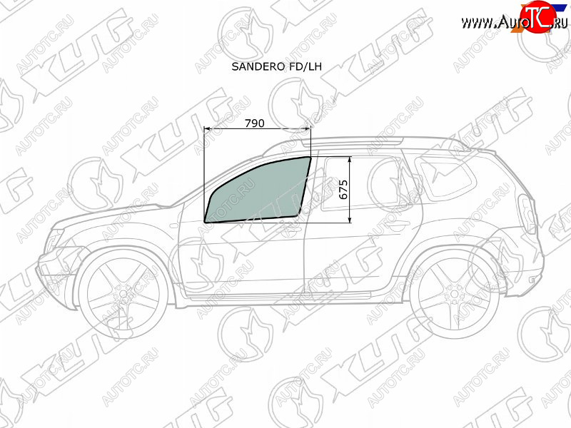 2 399 р. Стекло боковое опускное (Спереди Слева Цвет зеленый) Nissan Terrano 14-22  Renault Duster 10-21  XYG SANDERO FD/LH  с доставкой в г. Майкоп
