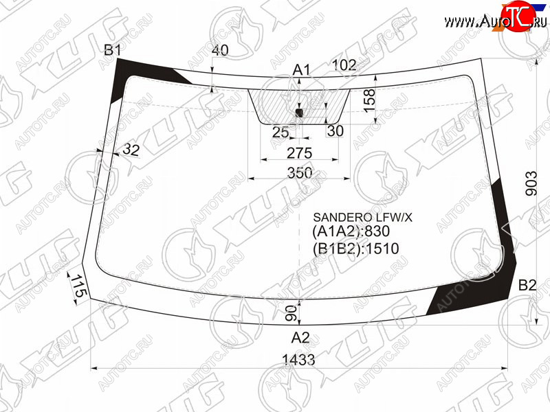 5 449 р. Стекло лобовое Nissan Terrano 14-22  Renault Duster 10-21  Sandero 09-14  Dacia Duster 10-17  Sa XYG SANDERO LFW/X  с доставкой в г. Майкоп