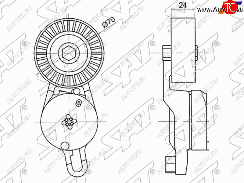1 599 р. Натяжитель приводного ремня TOYOTA CAMRYRAV4 2.5 11-LEXUS ES 2.5 11-RX 2.7 08- SAT ST-16620-36010  с доставкой в г. Майкоп
