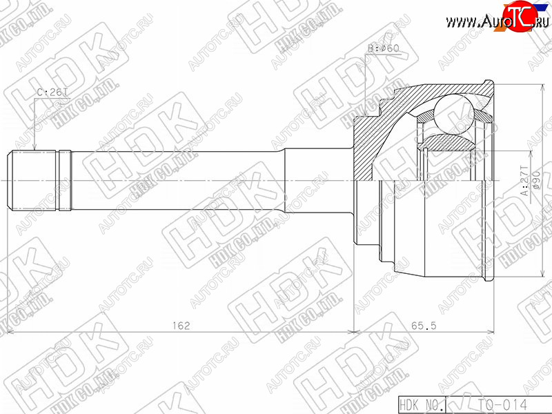 5 999 р. Шрус наружный TOYOTA 4RUNNERHILUXSURF #N130REGIUS RCH47DYNA 3RZ235L3Y3VZ1KZ 87-02 4WD HDK TO-014  с доставкой в г. Майкоп