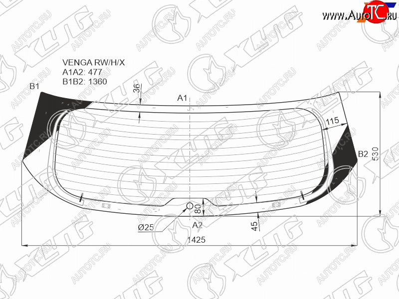11 999 р. Стекло заднее (Цвет зеленый Обогрев) Hyundai ix20 10-19  Kia Venga 10-17 XYG VENGA RW/H/X  с доставкой в г. Майкоп