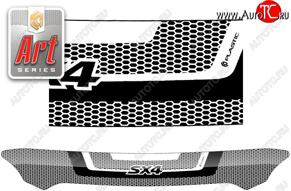 2 159 р. Дефлектор капот CA-Plastic  Suzuki SX4  JYB, JYA (2013-2016) хэтчбэк дорестайлинг (серия ART белая)  с доставкой в г. Майкоп