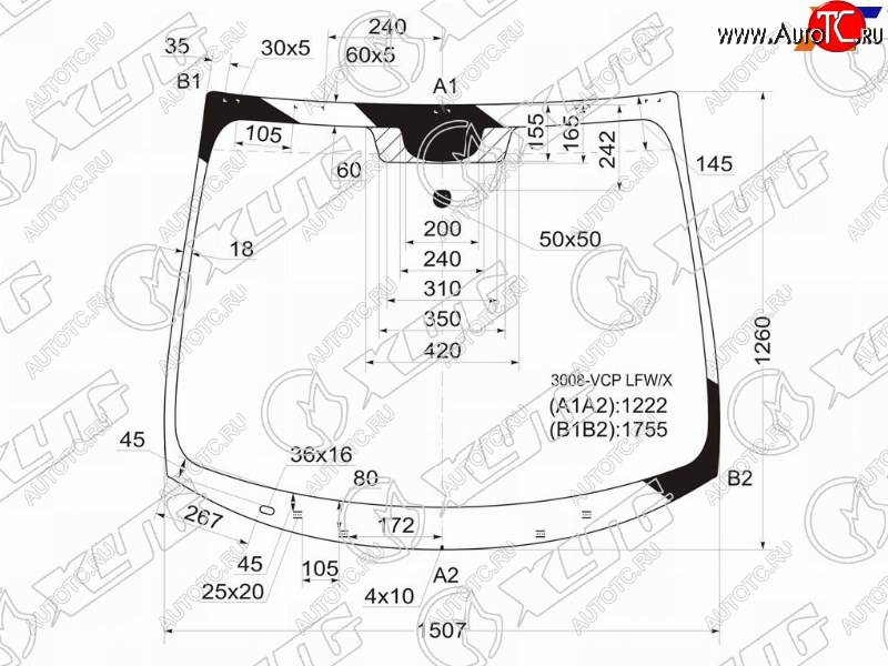 11 549 р. Стекло лобовое PEUGEOT 30085008 09-16                                                               XYG 3008-VCP LFW/X  с доставкой в г. Майкоп