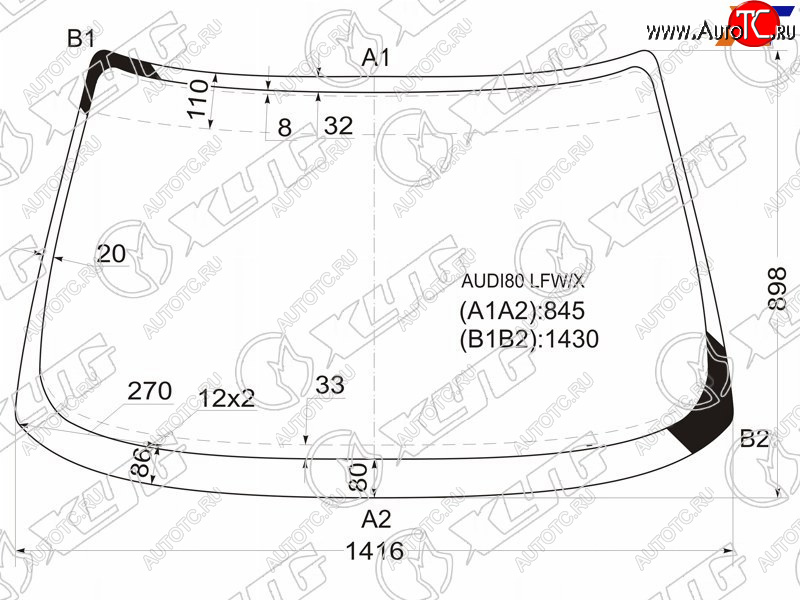 5 599 р. Стекло лобовое Audi 80 86-95 XYG AUDI80 LFW/X  с доставкой в г. Майкоп