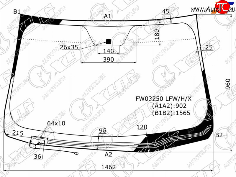 7 199 р. Стекло лобовое с обогревом щеток HYUNDAI SONATA YF 10-14                                             XYG FW03250 LFW/H/X  с доставкой в г. Майкоп