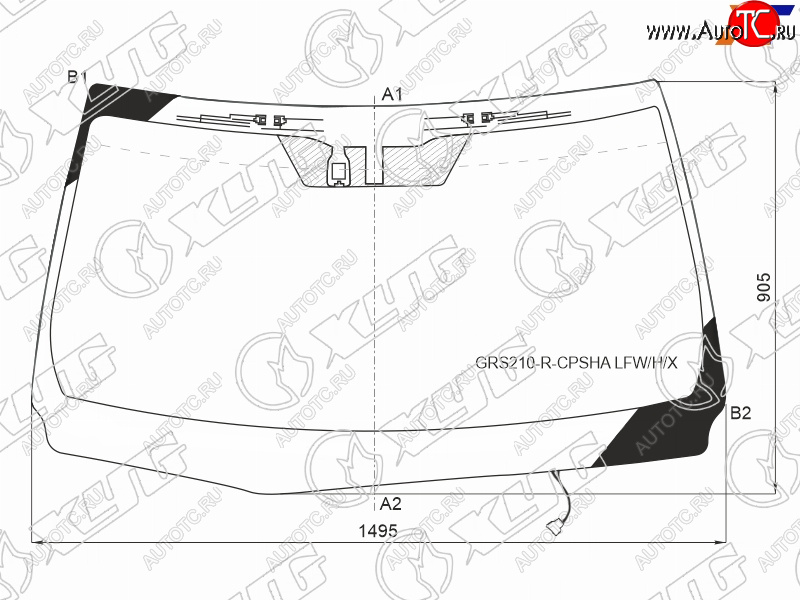 12 549 р. Стекло лобовое (Обогрев щеток Антенна Датчик дождя) Toyota Crown 12-18 XYG GRS210-R-CPSHA LFW/H/X  с доставкой в г. Майкоп