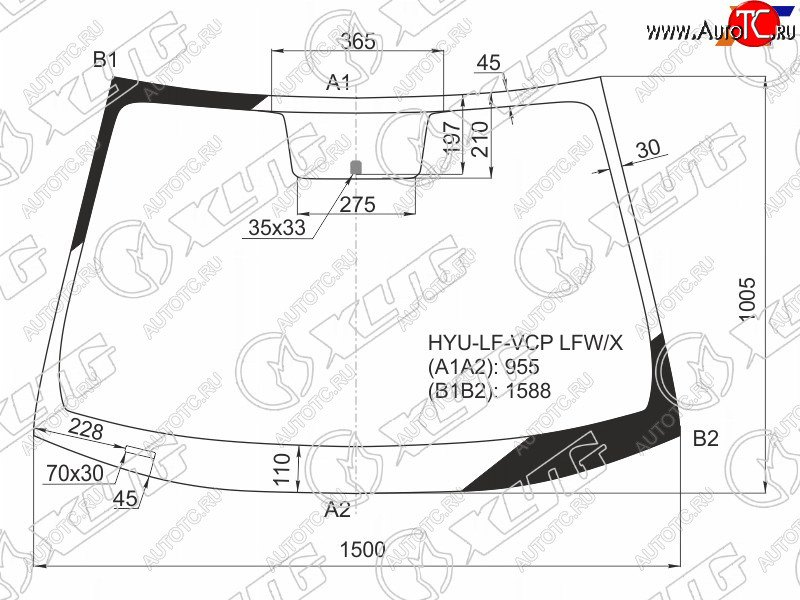 8 999 р. Стекло лобовое Hyundai Sonata 14-19 XYG HYU-LF-VCP LFW/X  с доставкой в г. Майкоп
