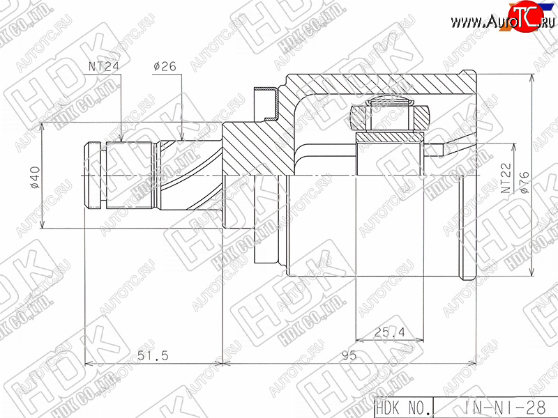 5 349 р. Шрус внутренний NISSAN ALMERA N16 01-03 QG15 HDK IN-NI-28  с доставкой в г. Майкоп