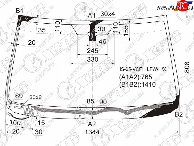 6 599 р. Стекло лобовое (Обогрев щеток) Lexus IS 05-16 XYG IS-05-VCPH LFW/H/X  с доставкой в г. Майкоп