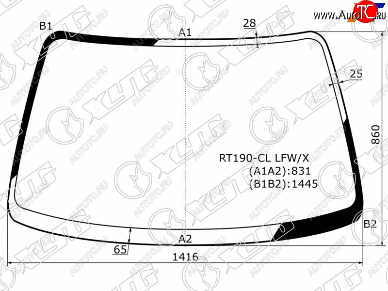 5 199 р. Стекло лобовое Toyota Caldina (T190) 92-02  Carina E 92-98  Corona (T190) 92-96  Corona SF 87-96 XYG RT190-CL LFW/X  с доставкой в г. Майкоп
