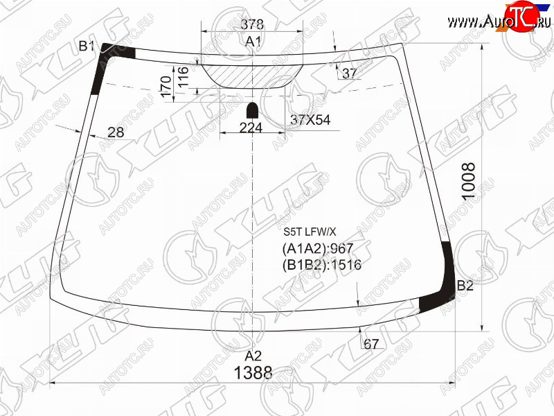 5 599 р. Стекло лобовое Honda Civic 00-06 XYG S5T LFW/X  с доставкой в г. Майкоп