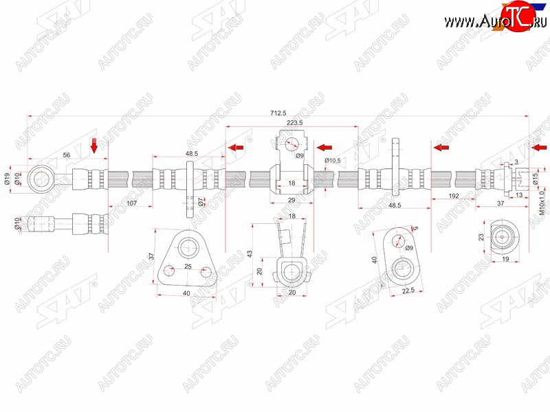 1 199 р. Шланг тормозной перед (Таиланд) RH SAT Honda Ascot CE дорестайлинг (1993-1995)  с доставкой в г. Майкоп