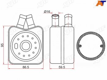 2 049 р. Радиатор масляный AUDI A2 00-A3 96-03A4 96-08MITSUBISHI LANCER 07-SKODA FABIA 99-OCTAVIA 96-VO SAT ST-028117021B  с доставкой в г. Майкоп. Увеличить фотографию 1