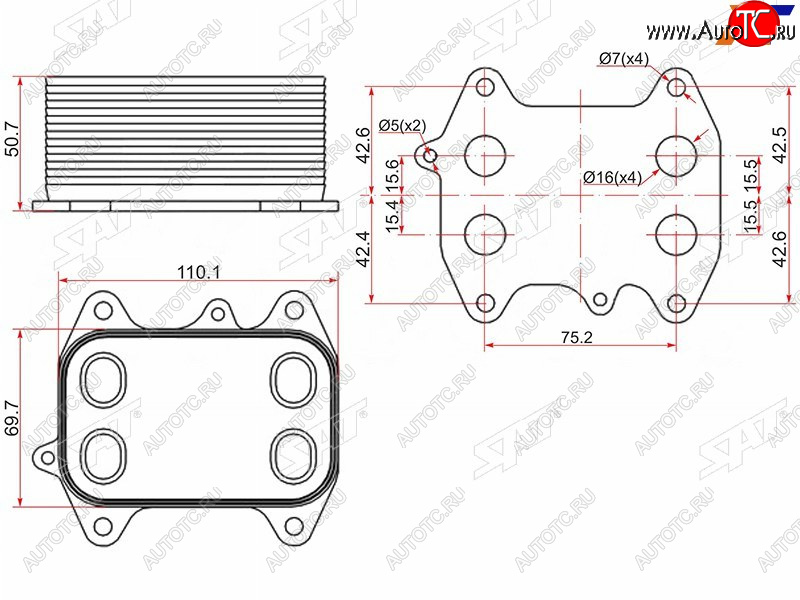 1 839 р. Радиатор масляный AUDI A1 10-A3 03-A4 07-A5 07-A6 11-Q3 11-Q5 08-SKODA FABIA 07-OCTAVIA 04- SAT ST-03L117021C  с доставкой в г. Майкоп