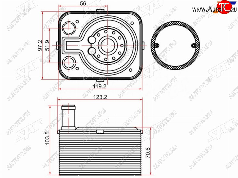 2 199 р. Радиатор масляный AUDI A3 03-A4 00-A5 07-Q7 07-SKODA FABIA 99-OCTAVIA 04-VOLKSWAGEN GOLF 03-P SAT ST-038117021B  с доставкой в г. Майкоп