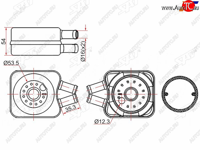 1 269 р. Радиатор масляный AUDI A4 94-00A6 94-05FORD GALAXY 95-06SKODA OCTAVIA 96-10VOLKSWAGEN PASSAT 96- SAT ST-068117021B  с доставкой в г. Майкоп