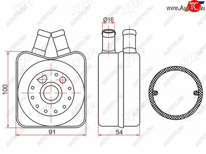 1 979 р. Радиатор масляный AUDI A4 94-00A6 94-05SKODA OCTAVIA 96-10VOLKSWAGEN PASSAT 96-00 SAT ST-078117021A  с доставкой в г. Майкоп