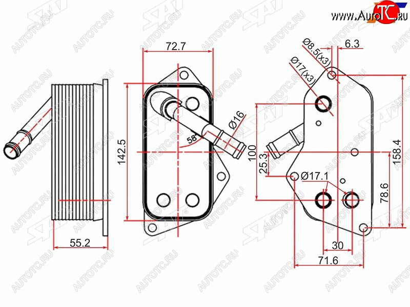 2 899 р. Радиатор масляный BMW 1-SERIES  E81E82E87E88 04-111-SERIES F20F21 11-3-SERIES E90E91E92E93 SAT ST-11427525333  с доставкой в г. Майкоп
