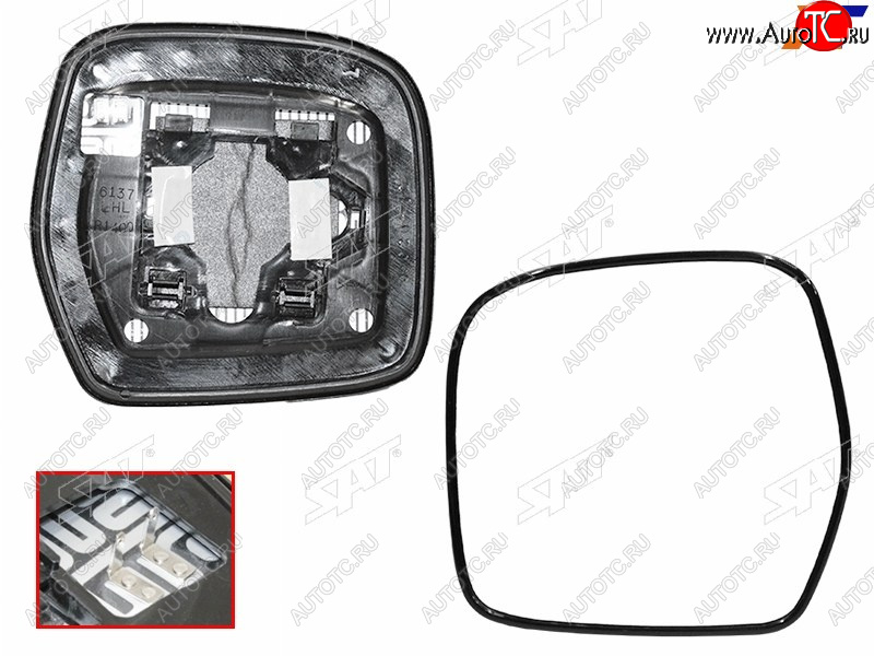 1 339 р. Полотно зеркала Toyota Land Cruiser (J100) 98-07 (Слева Обогрев) SAT ST-121-0121  с доставкой в г. Майкоп